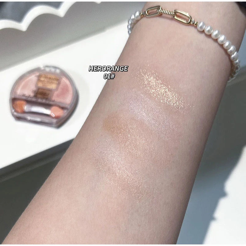 Four-color Eye Shadow Powder Palette Shimmering Glitter Natural Eyelid Silkworm Contour Shadow Natural Tone Pink Eyeliner Makeup