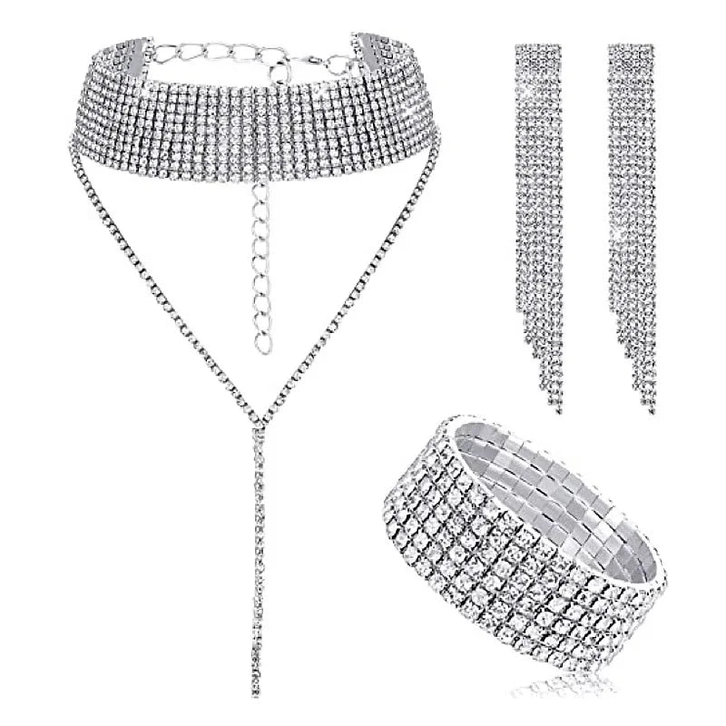 4 pieces of women's fashionable and minimalist necklaces with earrings, bracelets, jewelry sets, banquet and party accessories