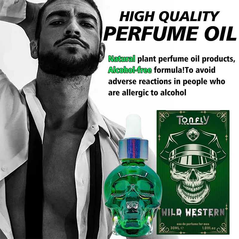 Men's Beard Care Perfume Oil 15ml Gentleman Fragrance Long-lasting Fragrance Brand Skull Perfume Portable Fresh Eau De Perfume