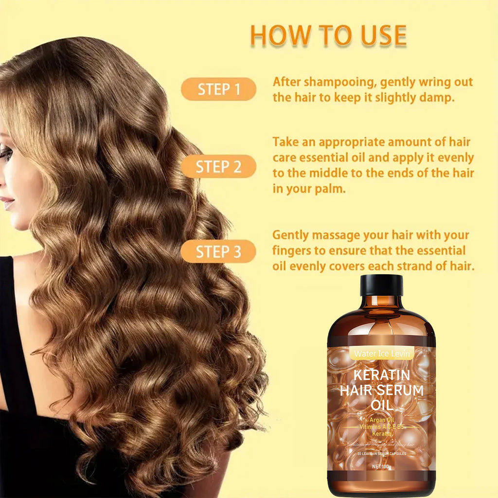 Hair Care Essential Oil, Repair Hair Roots and Fill Scales Pores, Deeply Nourish and Lock in Moisture, Moisturize Dry Hair