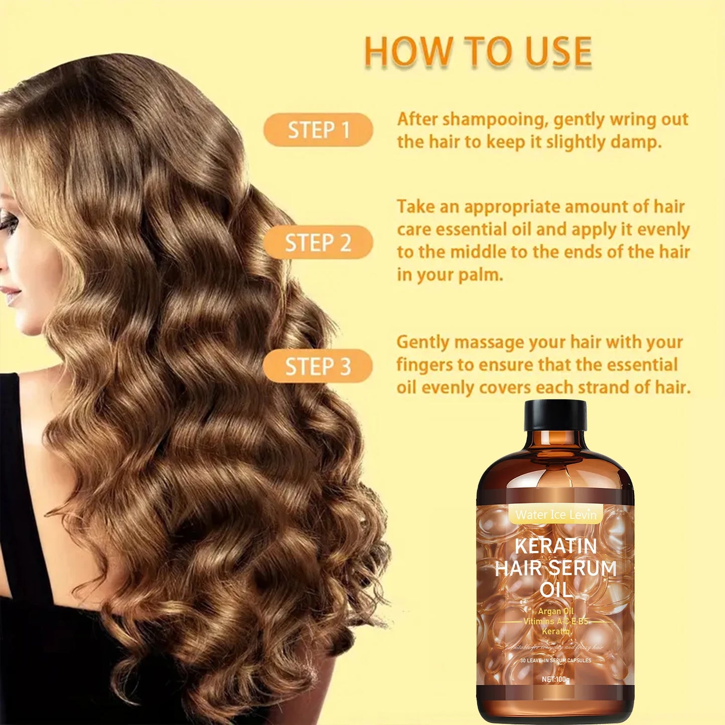 Hair Care Essential Oil, Repair Hair Roots and Fill Scales Pores, Deeply Nourish and Lock in Moisture, Moisturize Dry Hair