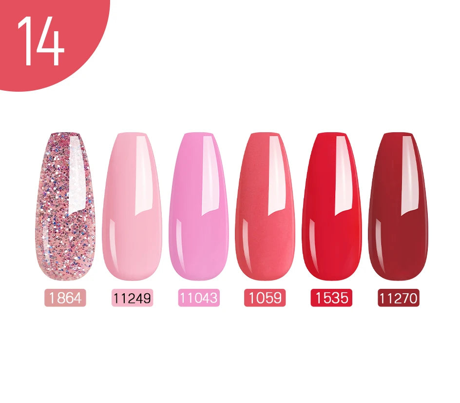 NAILCO 10PCS/Set Gel Nail Polish Gorgeous Full Coverage Semi Permanent Soak Off UV LED Gel Nail Art Base Top Coat Gel Polish Kit