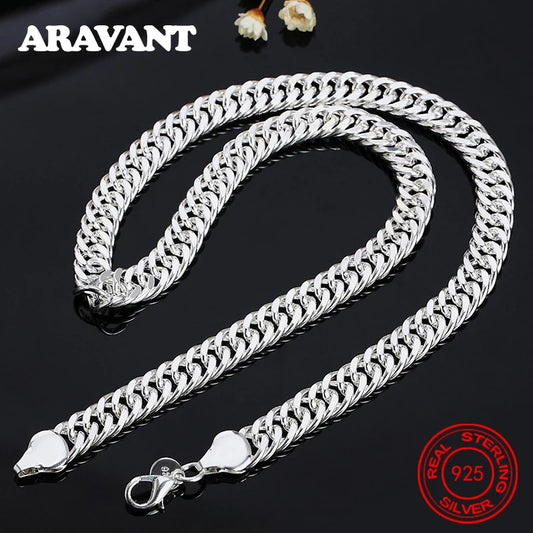 Aravant 925 Silver 10MM Necklaces Chain For Men Women Fashion Jewelry