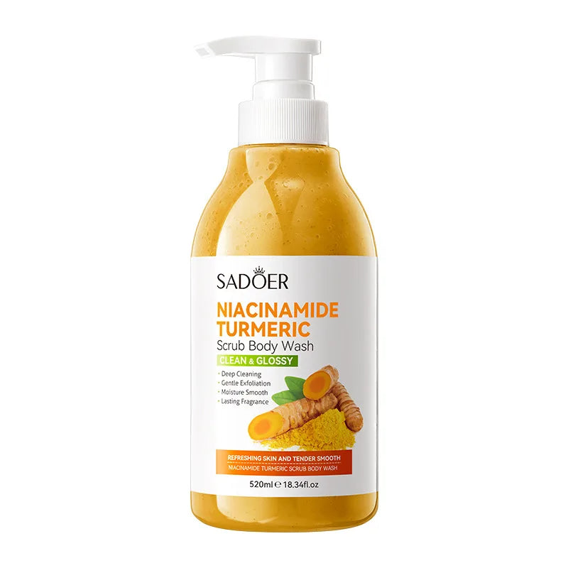 Turmeric Scrub Shower Gel 520ml Niacinamide Cleansing Lightening Dark Underarm Leg Body Cleansers Brightening body Tender Skin