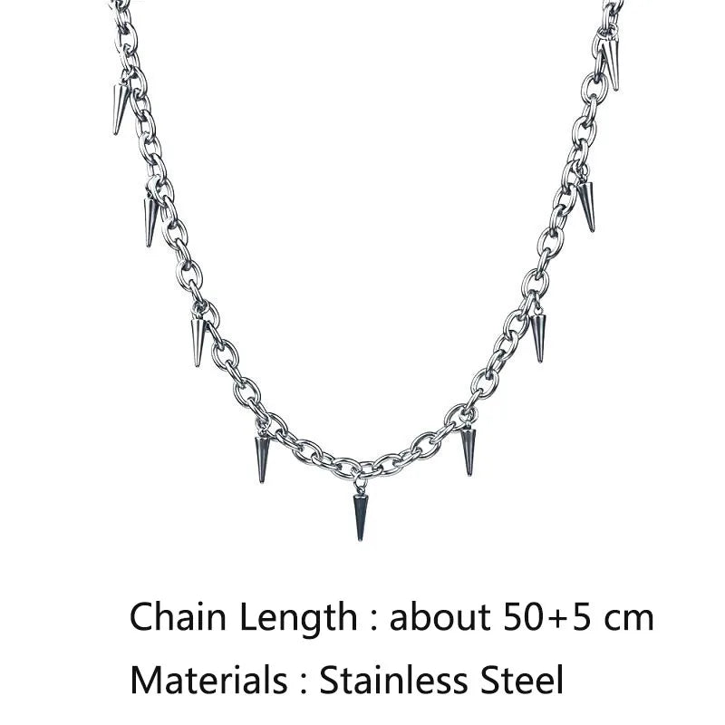 Stainless Steel Chains Rivet Choker Necklace for Men Hiphop Punk Neck Jewelry Short Collar Chain With Pendant Gothic Accessories