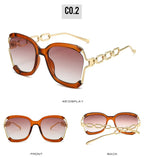 Luxury Square Sunglasses  Women UV400 Retro Brand Chain Metal Frame Shades Summer Sun Glasses for Female