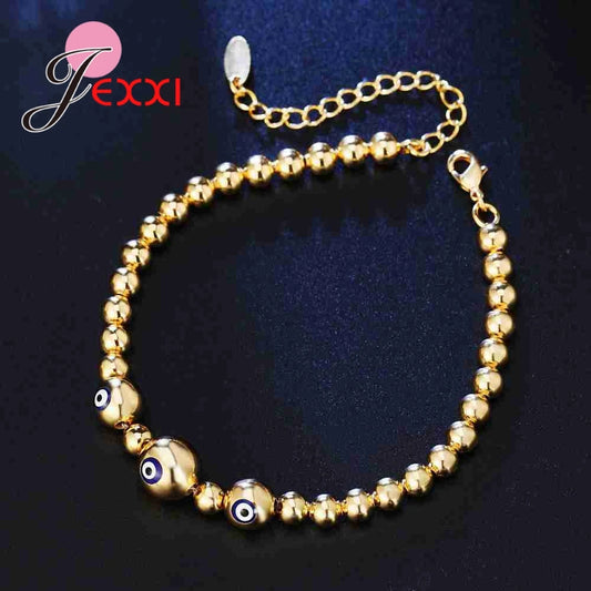 Luxury Atmosphere Beaded Bracelet Gold Color 925 Sterling Silver Color Big Promotion Best Gift For Friend Lover Sister