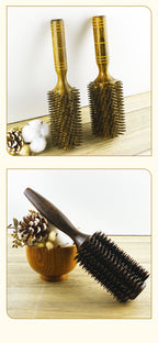 Professional Boar Bristle Round Hair Brush For Women Men Salon Hair Styling Curly And Straight Comb Hairdresser Wood Round Brush