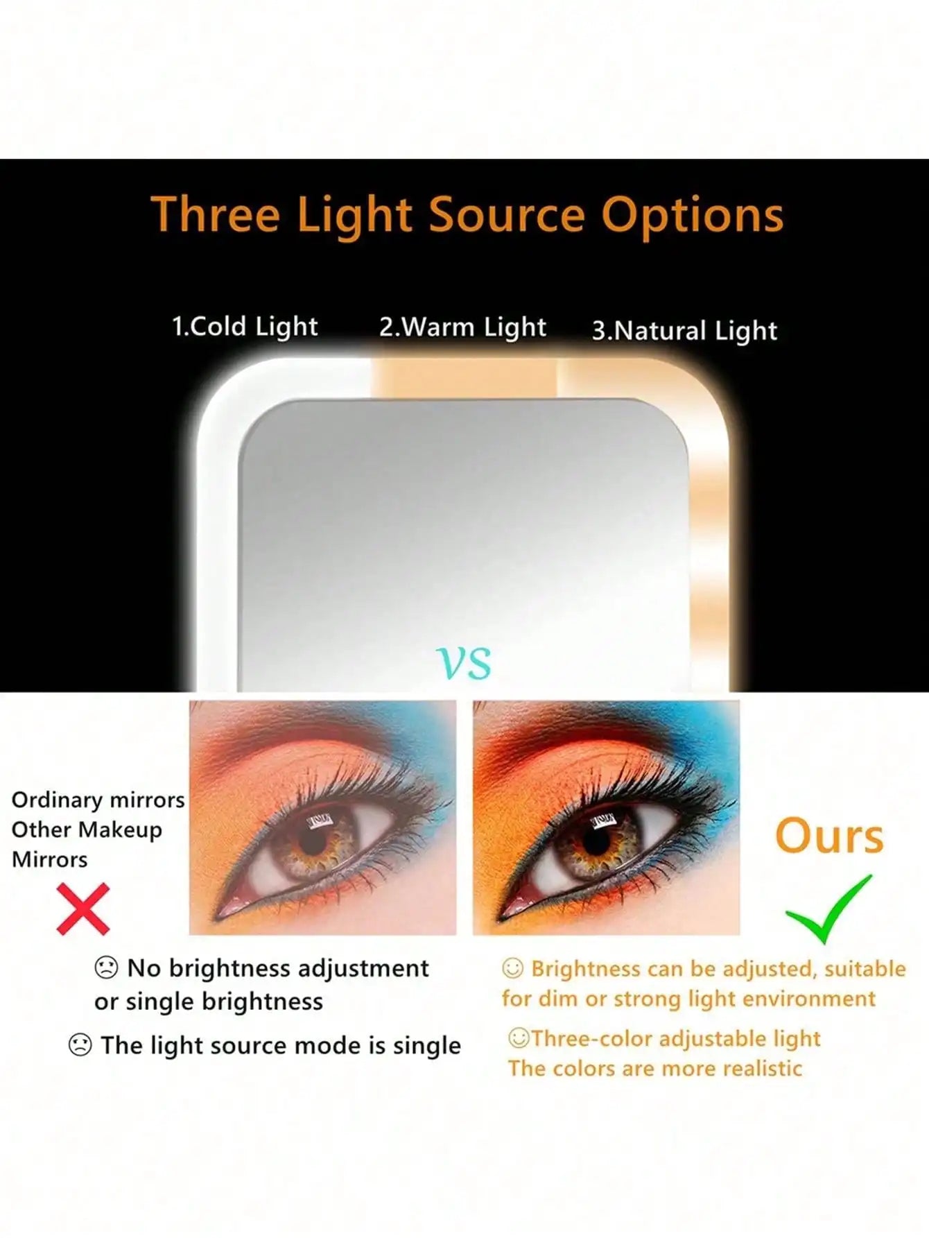 Light Up Your Beauty Routine: LED Makeup Mirror With Adjustable Dimming, Rotating & Storage - USB Vanity Mirror