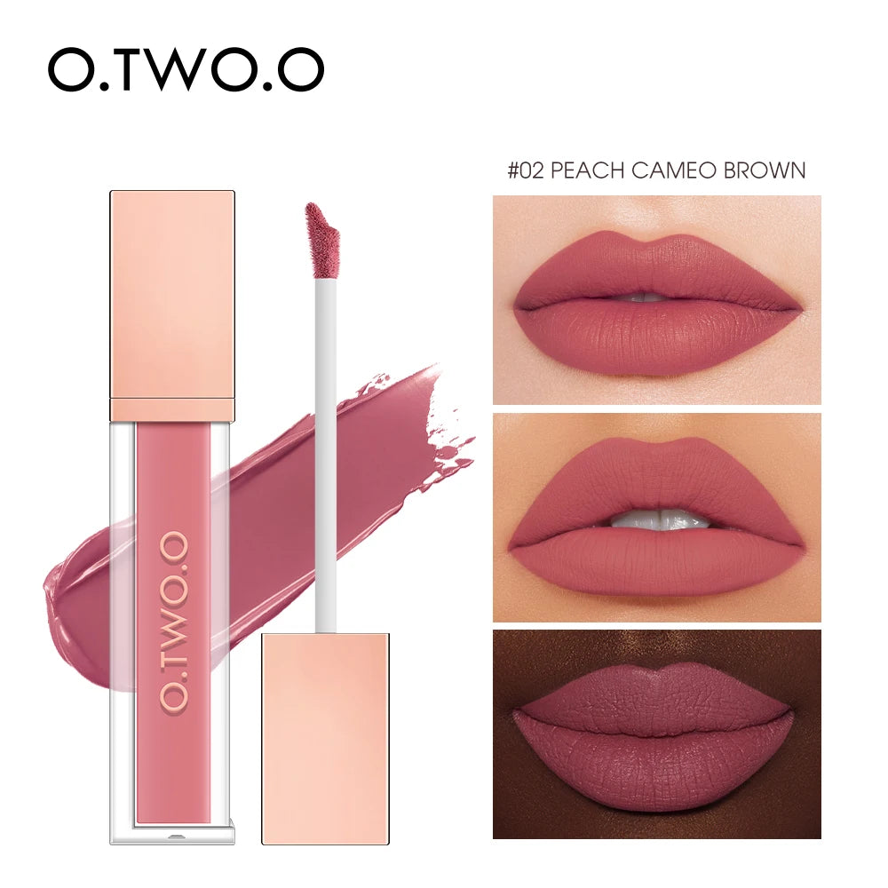 O.TWO.O 12 Color Liquid Lipstick Matte Finish Sexy Silky Lip Gloss Waterproof Kiss-proof Lasting Lip Glaze Lip Tint Cosmetics