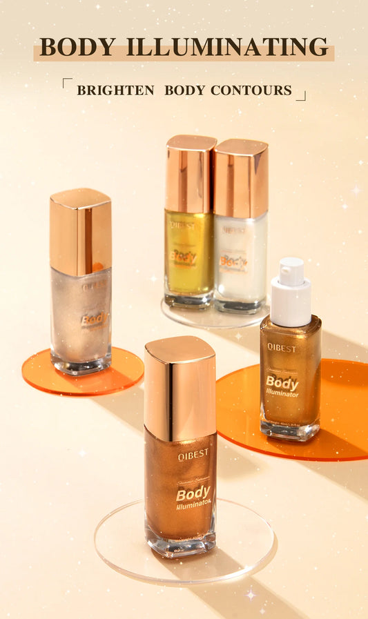 QIBEST 5 Colors Body Face Liquid Highlighter Glitter Makeup Glow Face Contour Shimmer Illuminator Ginger Highlight Cosmetics