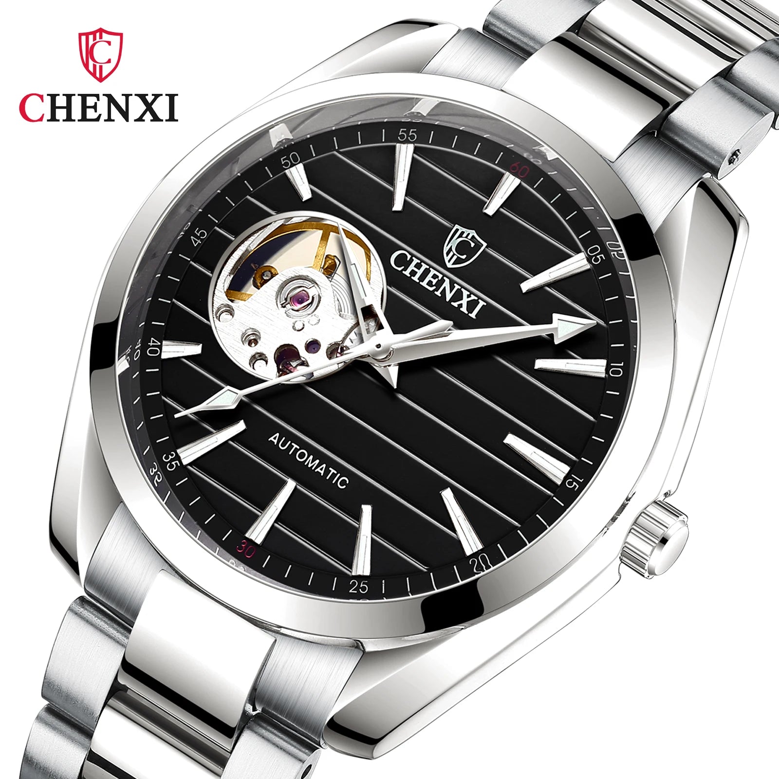 Luxury Fashion Mechanical Automatic Wristwatches For Men High Quality Stainless Steel Waterproof Luminous Mens Watch