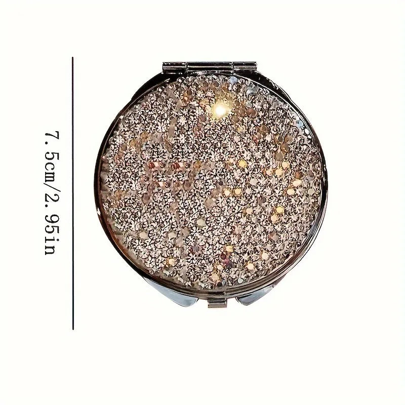 Makeup Mirror Luxury Diamond Portable Pocket Compact Mirror Women's Gifts Handheld Cosmetic Mirror with Magnification