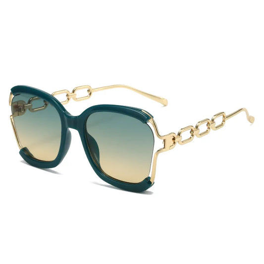 Luxury Square Sunglasses  Women UV400 Retro Brand Chain Metal Frame Shades Summer Sun Glasses for Female