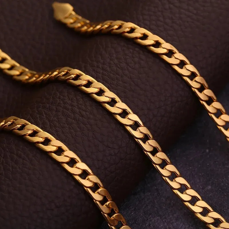 Classic High Quality Smooth Lock Chain Necklace for Women Collar Gold Color Chunky Thick Link Grunge Jewelry Steampunk Men Gift