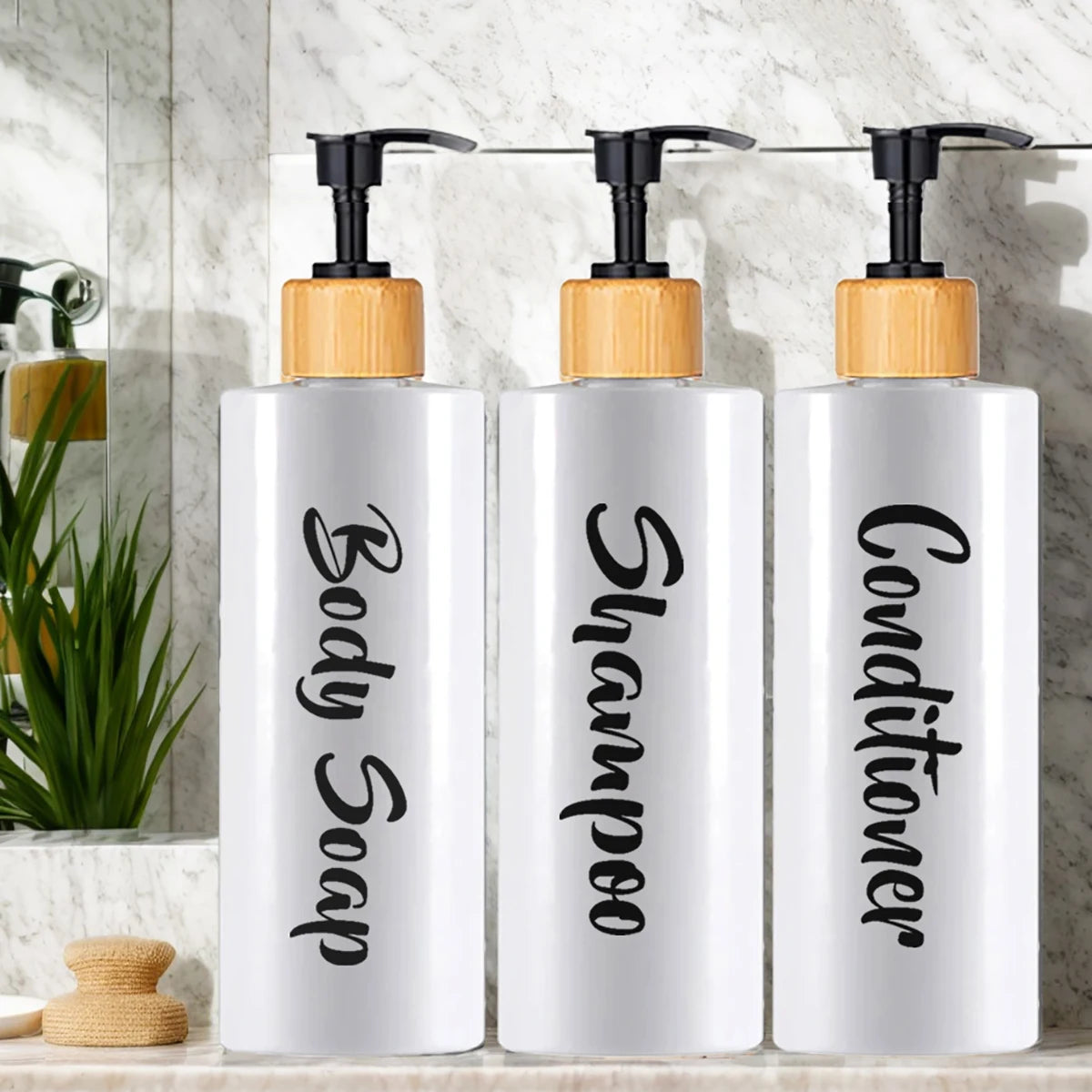 Shampoo Conditioner Bodywash Soap Dispenser Bathroom Shower Soap Dispenser Empty Shampoo Bottle Bathroom Essential