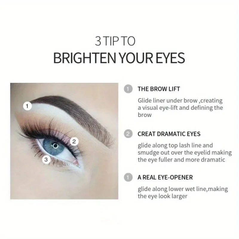 3PCS Waterproof White Eyeliner. Long Lasting, Smooth, Easy Wear. Eyes Brightener. Ideal for Music Festivals