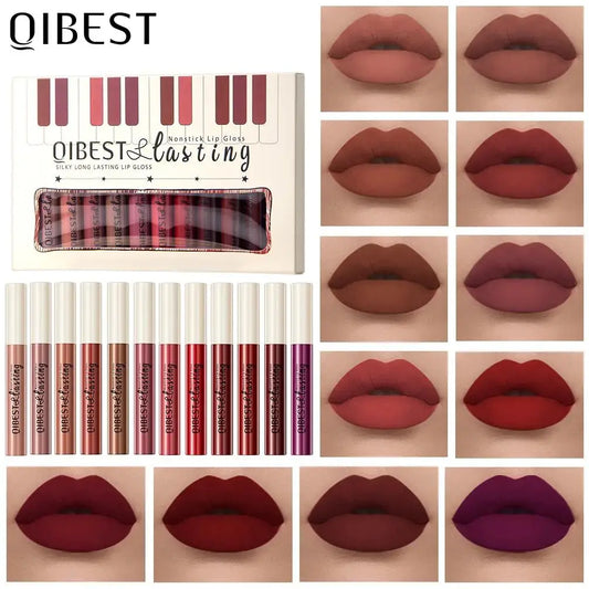 Luxury Matte Lip Gloss Set 12 Waterproof Shades Non Sticky Long Lasting Lipstick Kit For Daily Party Makeup
