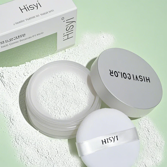 Waterproof and sweat-proof loose powder, brightens complexion with highlighting and whitening effects, matte finish.