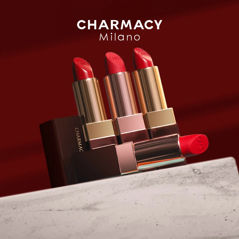 CHARMACY 6 Colors Luxury Velvet Nude Moisturize Lipstick Long Lasting Easy to Wear Korean LipStick for Women Makeup Cosmetic