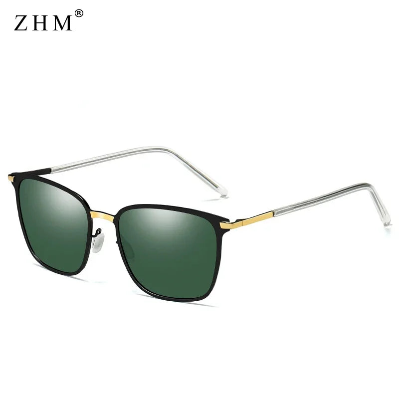 New Arrival Stylish Polarized Sunglasses Men Square Metal Frame Grey Glasses fashion Men Driver driving sunglasses UV400