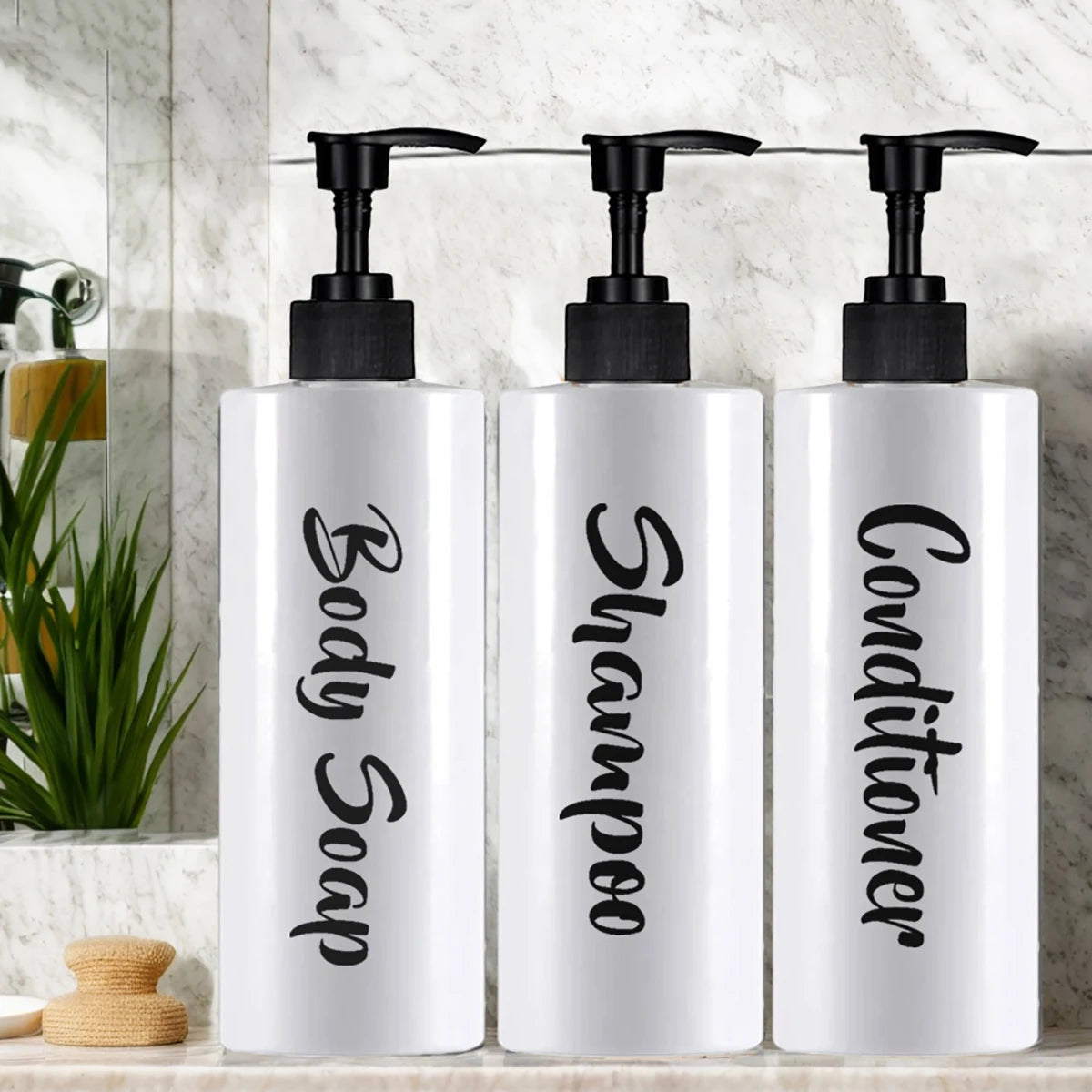 Shampoo Conditioner Bodywash Soap Dispenser Bathroom Shower Soap Dispenser Empty Shampoo Bottle Bathroom Essential