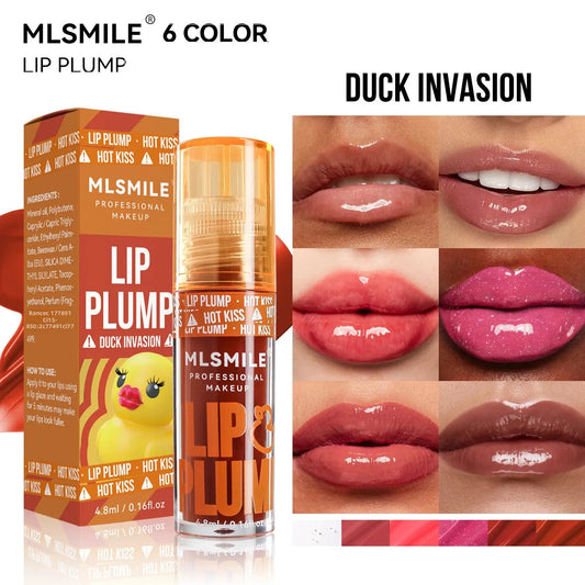 Mirror Like Lip Gloss Plumping Oil Transparent Hydrating Glaze Cute Duck Design Pouty Lips Liquid Stick Shiny Finish