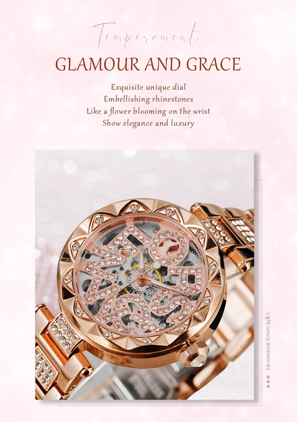 Luxury Brands Fashion 2025 New Women's Watches 3D Diamond Stainless Steel Skeleton Mechanical Clock Elegant Ladies Wedding Gift