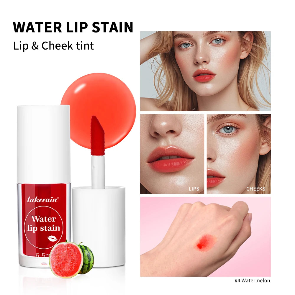 Fruity Water Lip Tin Lip Gloss Moisturizing Lip Glaze Long Lasting Lip Ink Face Lip Dual Purpose Liquid Lipstick Cosmetic Makeup