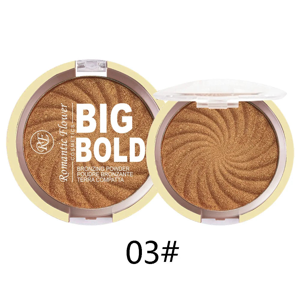 3-color powder brightens the face,bronze color pressed powder, waterproof and high gloss makeup,brightening wheat pearl powder