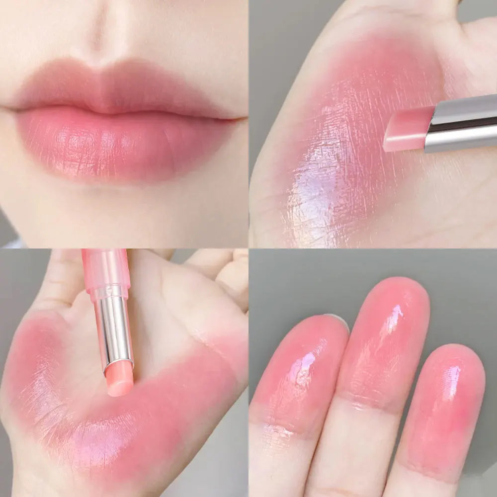 Color Lip Balm Moisturizing Glossy Waterproof Long-Lasting Pink Lip Balm with Shiny Effect Suitable for All Skin Type Soothing a
