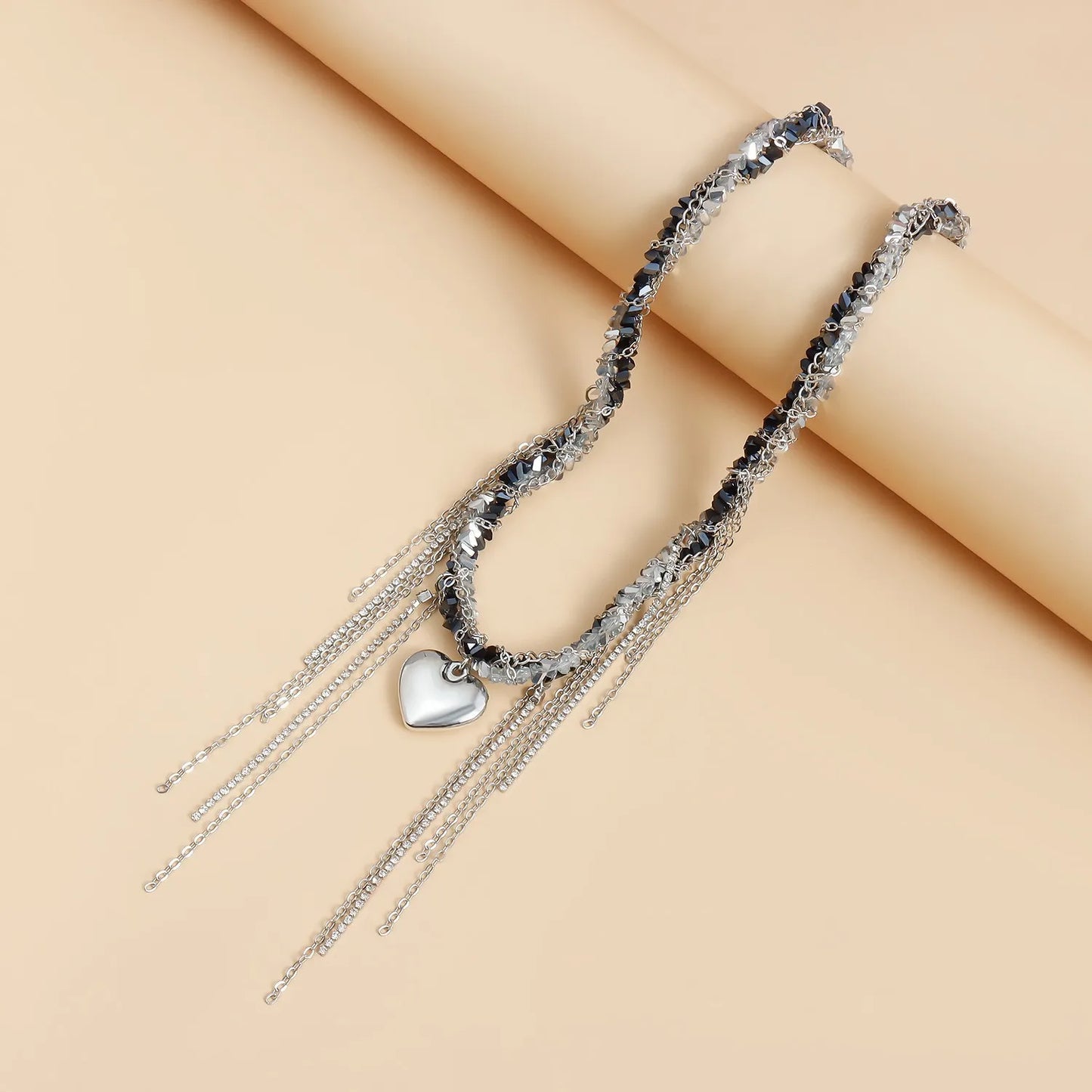 Y2k Choker Necklaces Heart Pendant Chain Jewellery Women Glass Multilayer Neck Collier Femme Cadenas Para Mujer for Girls Women