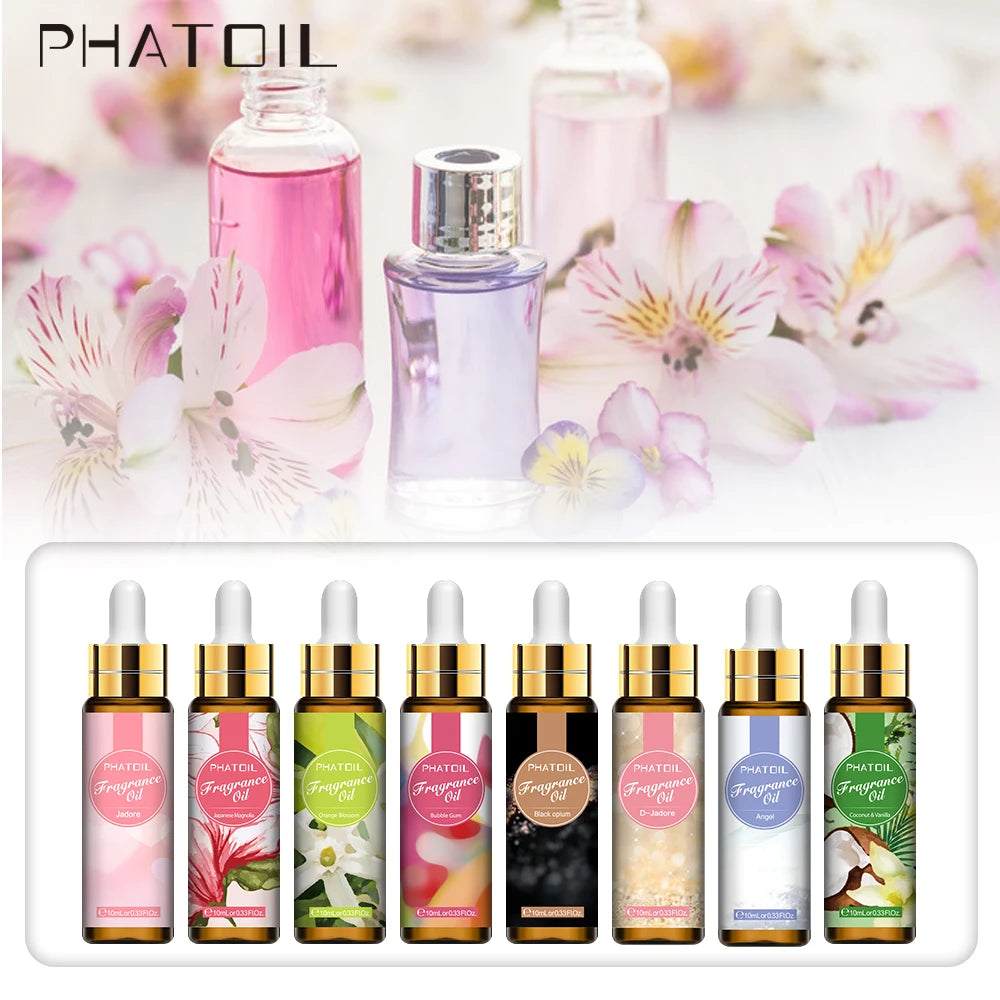 PHATOIL 44pcs/Set 10ml Perfume Fragrance Oil with Dropper Coffee Orange Peach Marigold Coconut  Sea Breeze Palmarosa Fresh Linen